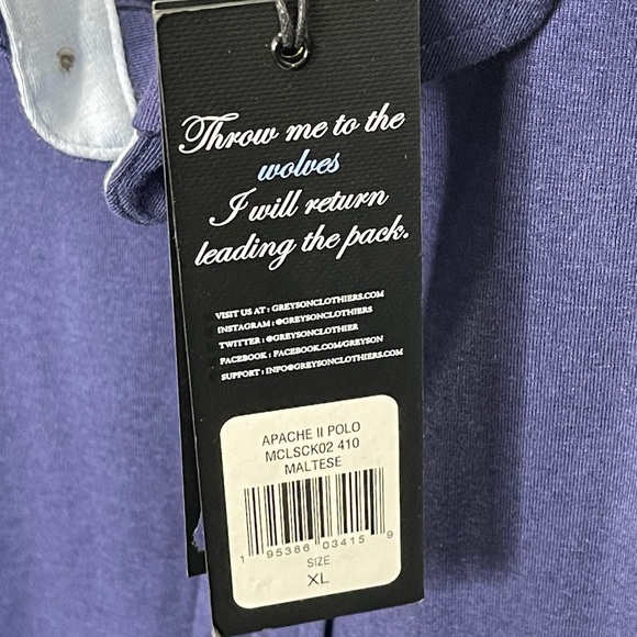 Greyson Apache II Short Sleeve Polo Shirt Maltese Blue NWT Size XL - Picture 7 of 7